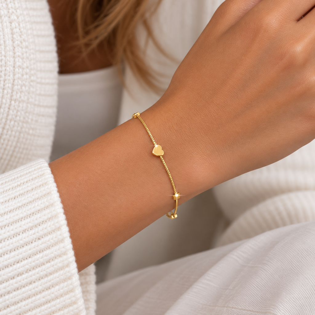 Pulseira de Corações Dourada