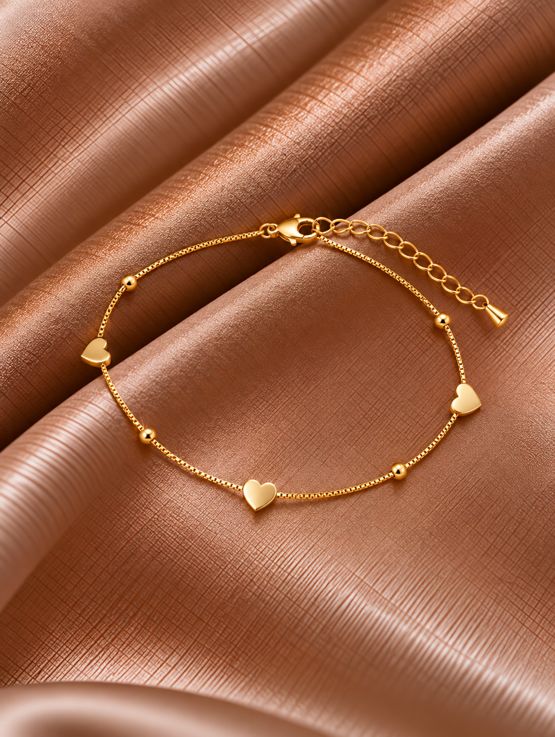 Pulseira de Corações Dourada