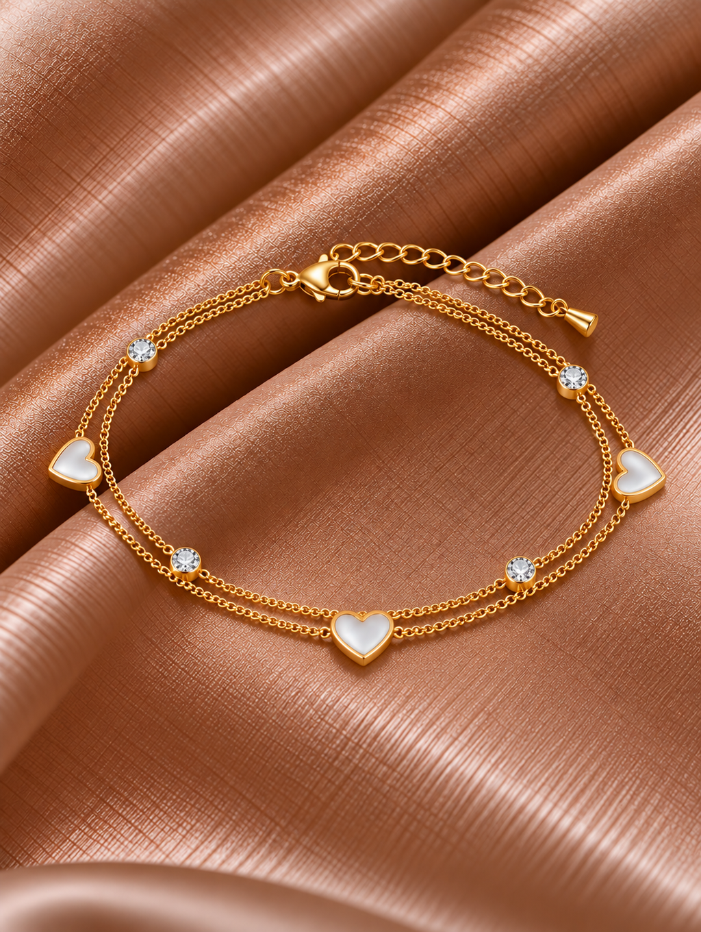 Pulseira de Corações Dourada