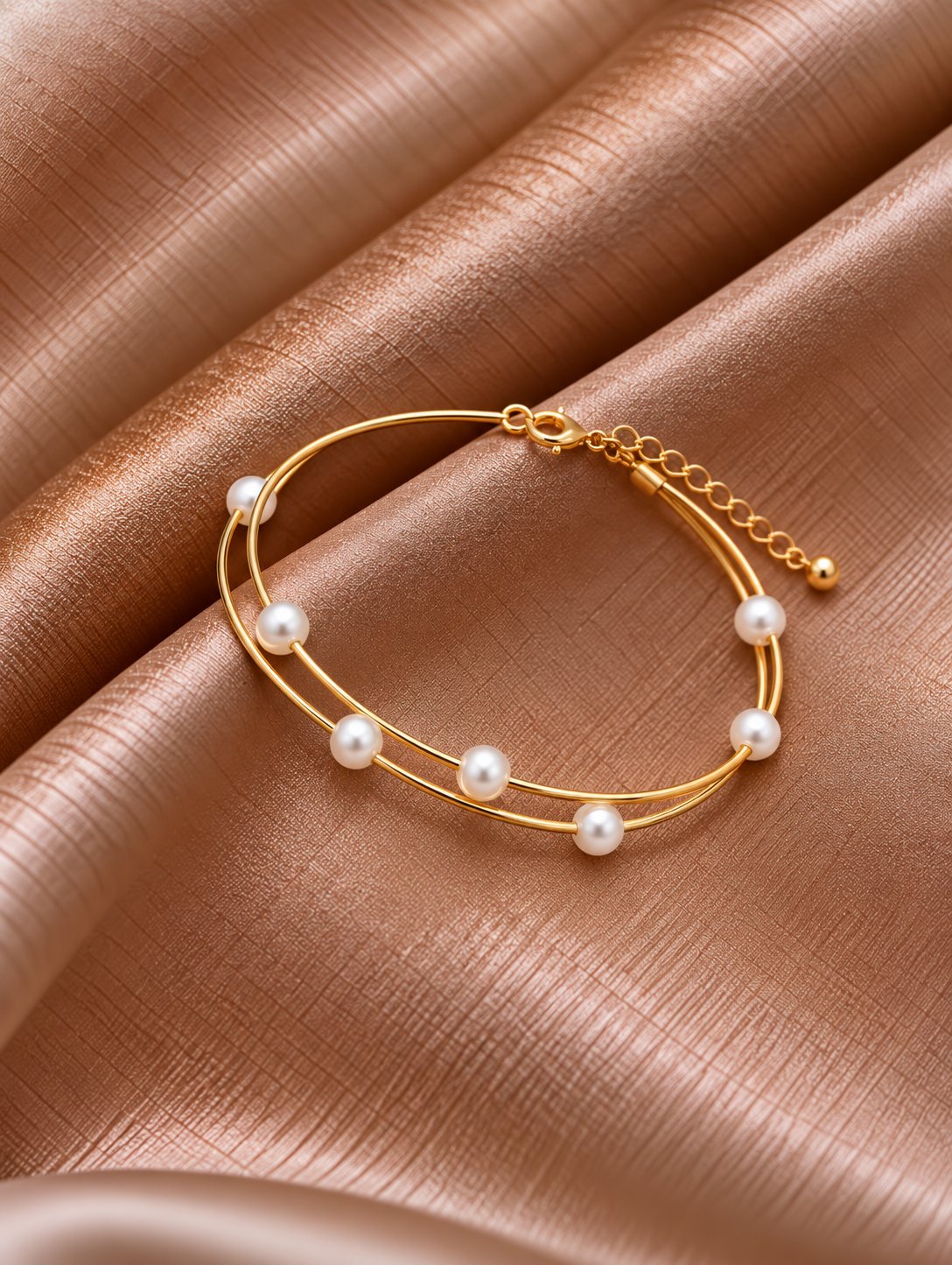Pulseira de Pérolas Dourada